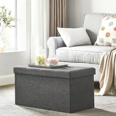 PANDALINO - Banqueta Baul Takoma Gris - Plegable con Almacenaje