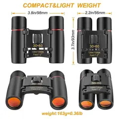 GENERICO - Binocular 30x60 Mini Binoculares Profesionales Prismáticos Color Negro