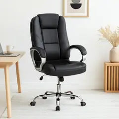 PANDALINO - Silla Oficina Ejecutiva Addison - Ergonómica en Cuero Sintético Negro