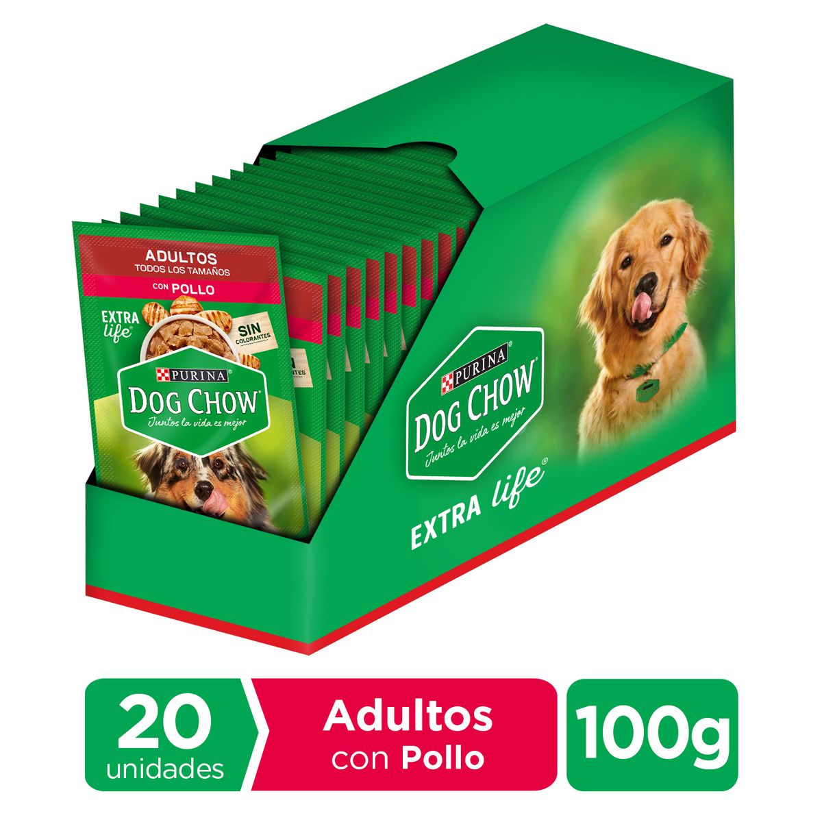 DOG CHOW - Pack x20 Alimento húmedo perro Dog Chow con Pollo sobre 100g