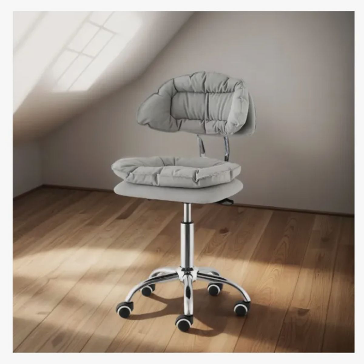 GENERICO - Silla De Escritorio Acolchada Altura Regulable Gris claro yz-01c