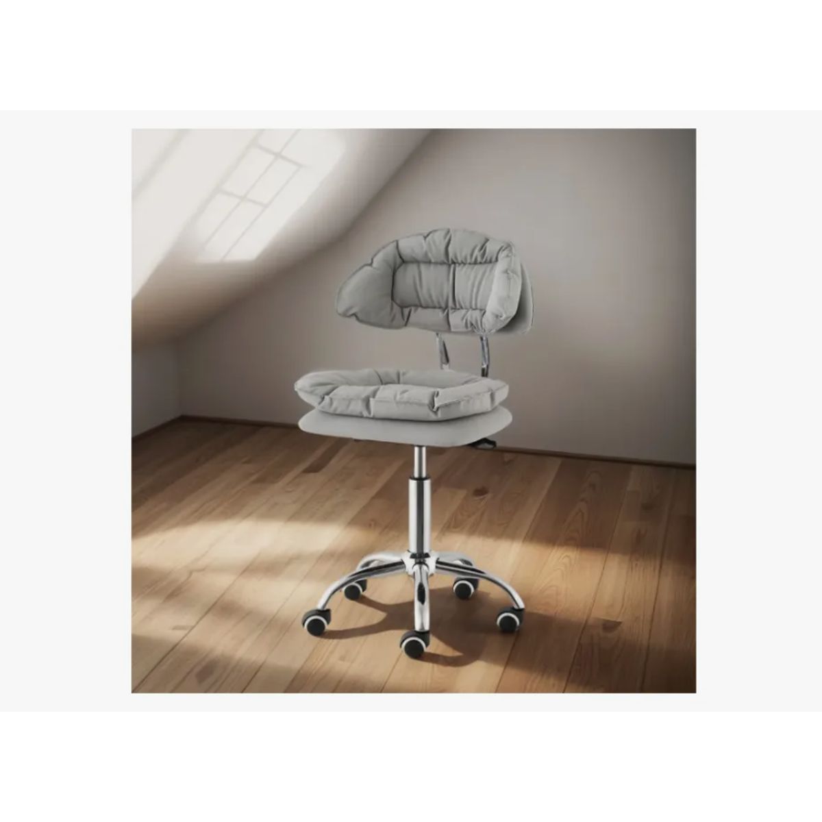 GENERICO - Silla De Escritorio Acolchada Altura Regulable Gris claro yz-01c