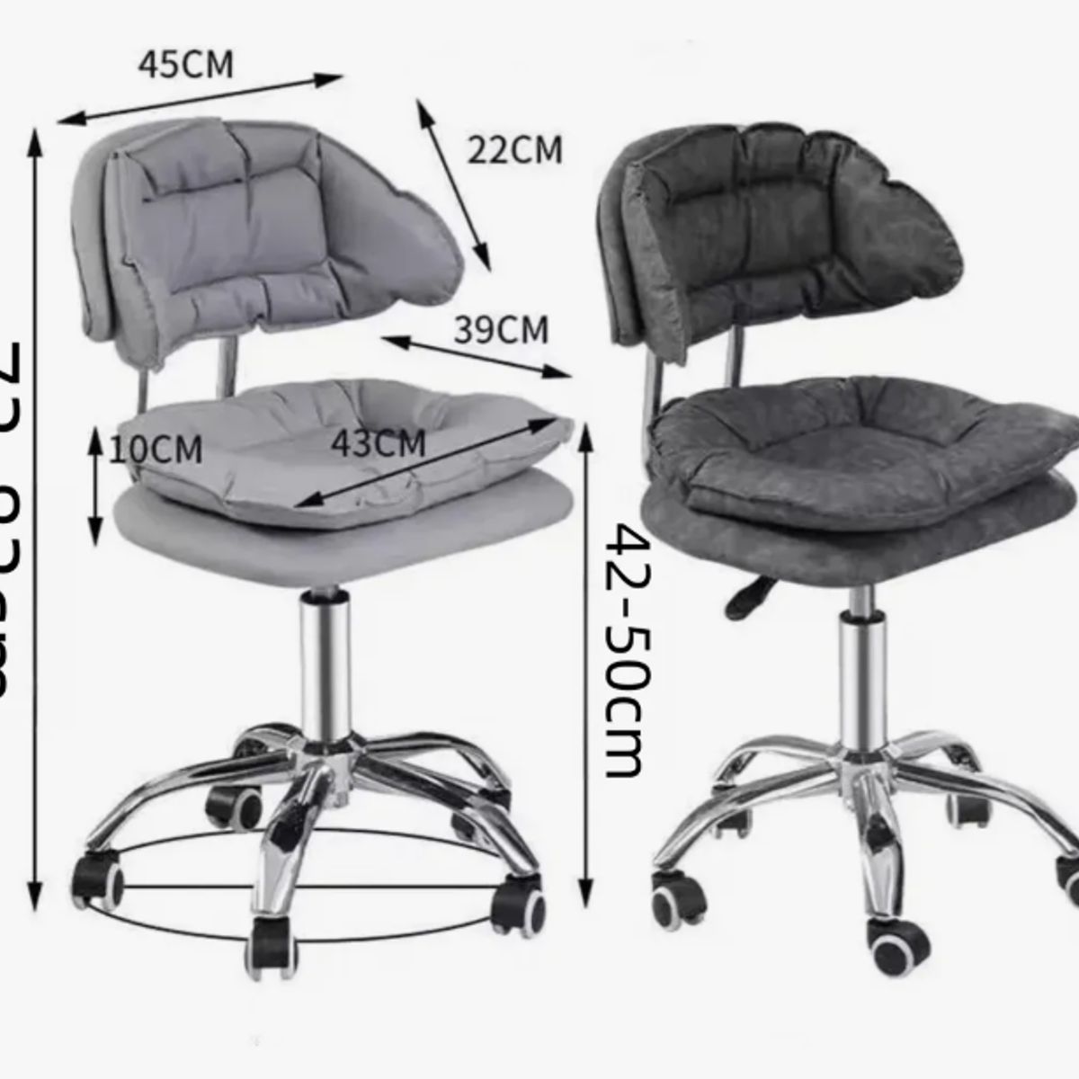 GENERICO - Silla De Escritorio Acolchada Altura Regulable Gris claro yz-01c