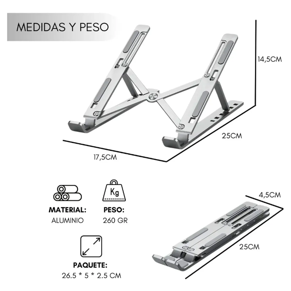 GENERICO - Soporte De Notebook Aluminio Soporte Base Vertical Macbook