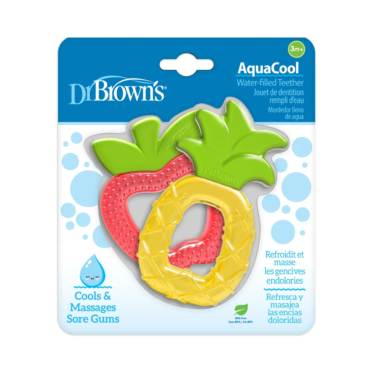 DR BROWNS - Mordedor Lleno de Agua 3M+ Dr.Brown´s 1 Piña y 1 Manzana