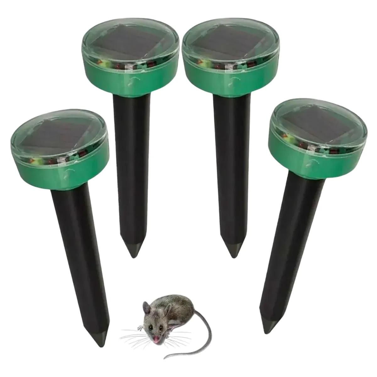 GENERICO - 4 Estacas Solar Luz Led Con Repelente Ratas Ratones Roedores
