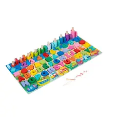 GENERICO - Juego Madera 7 En 1 Montessori Pesca Números Formas Abaco