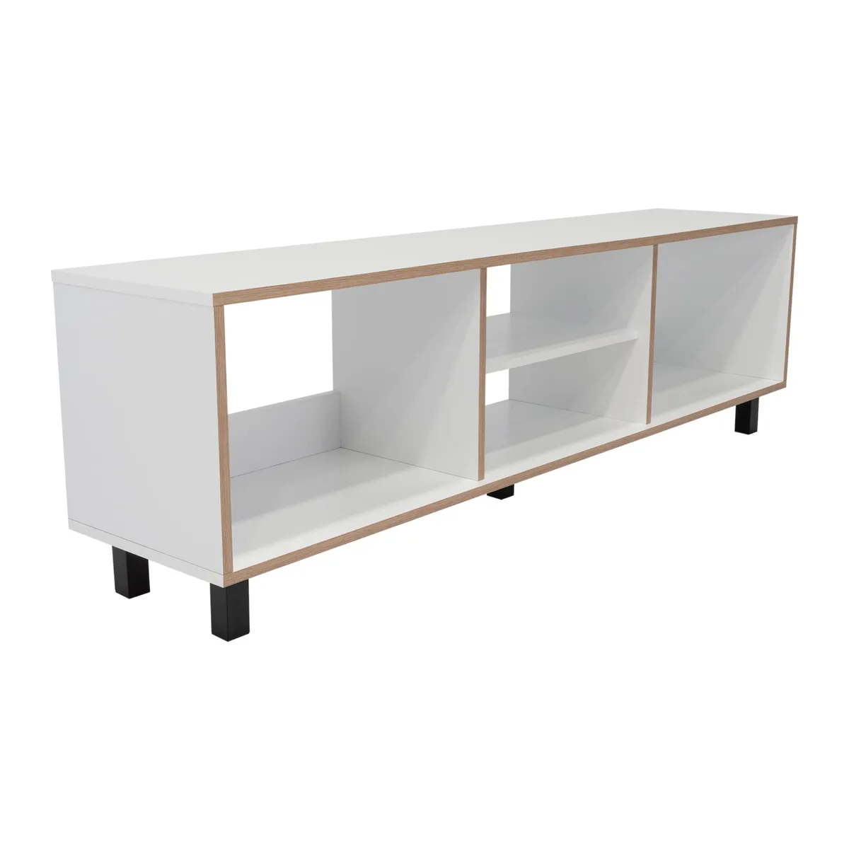 TUHOME - Rack TV 70" Con 5 Repisas - Blanco 47.5x160x35 cm