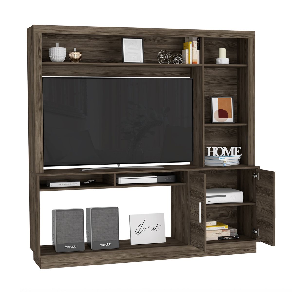 TUHOME - Estante TV 55 Cantabria 2 Puertas Coñac 180X180X40 Cm
