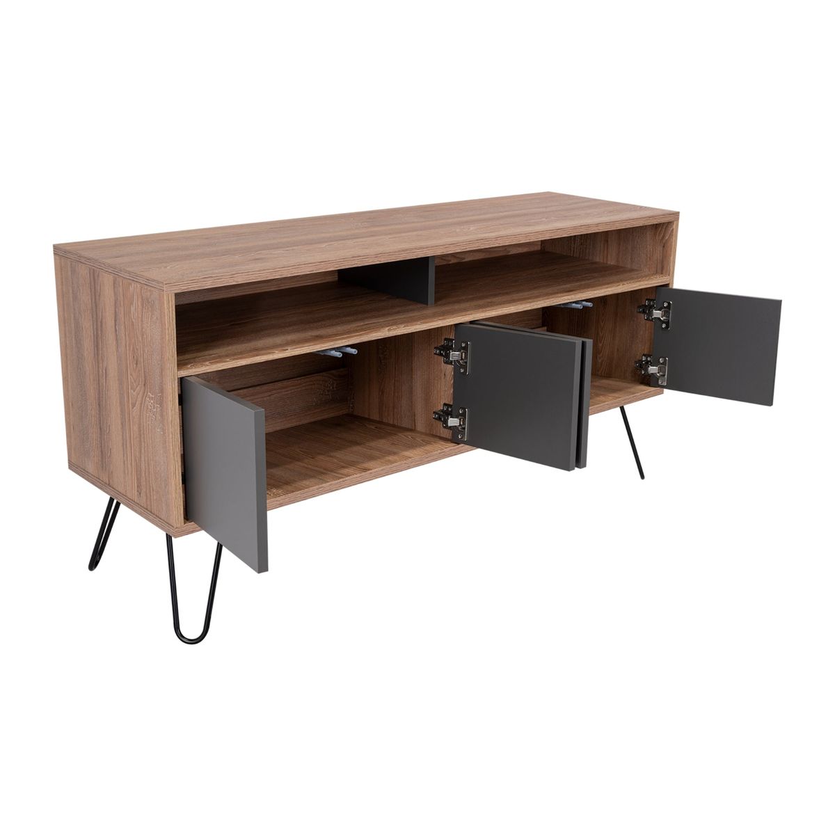 TUHOME - Rack TV 55 Vassel Miel Y Plomo 4 Puertas 60x123X38 Cm