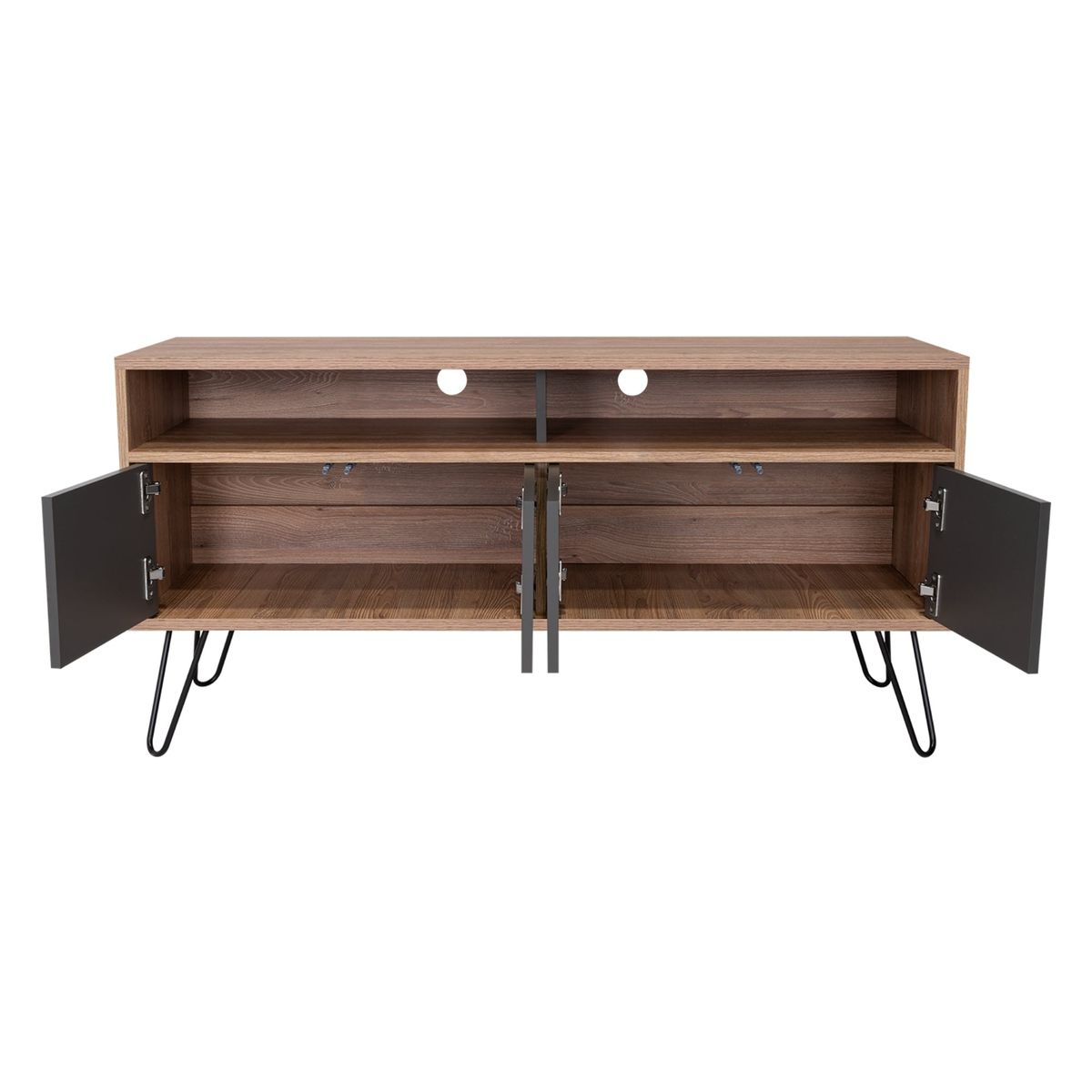 TUHOME - Rack TV 55 Vassel Miel Y Plomo 4 Puertas 60x123X38 Cm