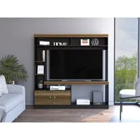 Estante TV 55"" Con 2 Puertas 7 Repisas Fm-002C - Café Oscuro