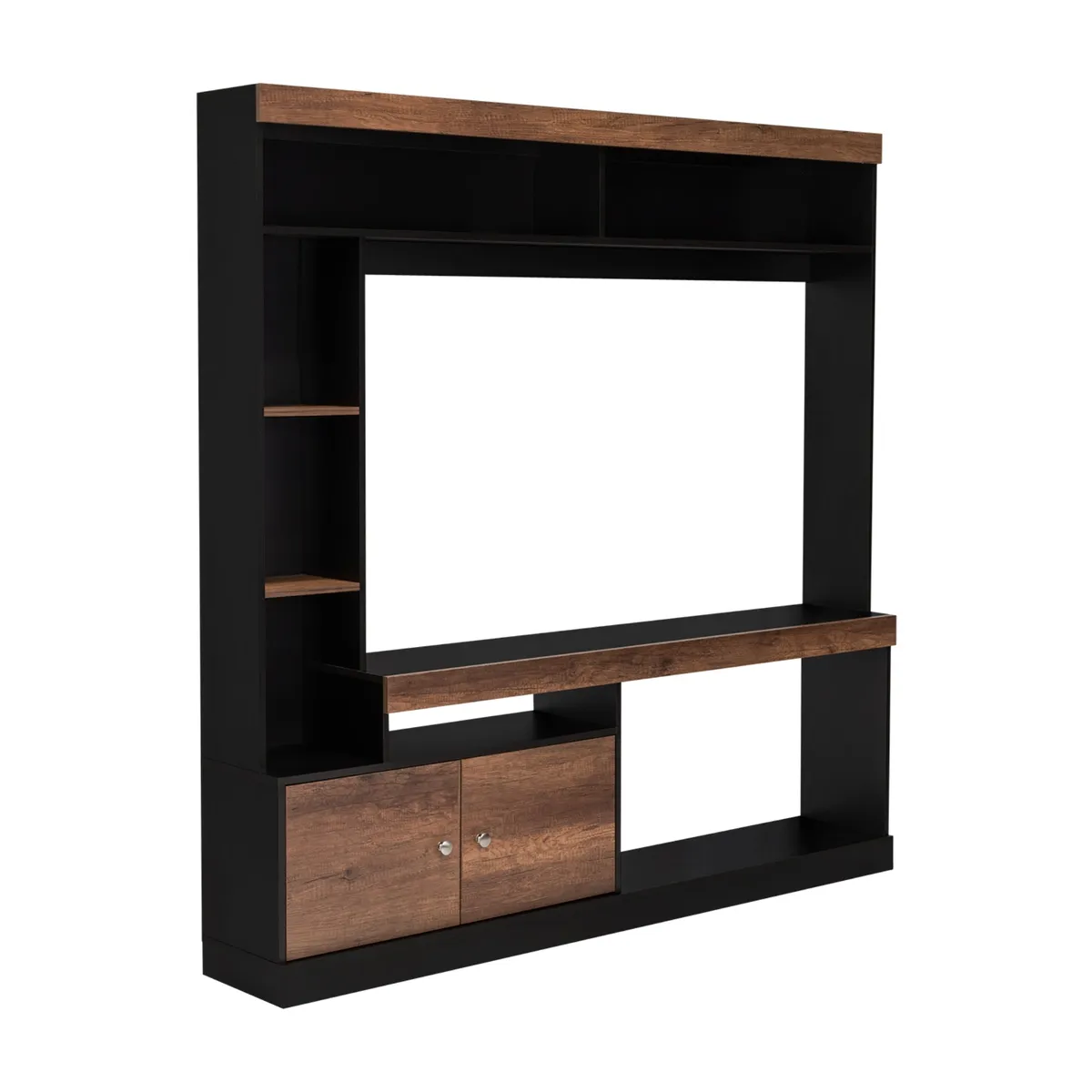 TUHOME - Estante TV  55" Con 2 Puertas 7 Repisas Fm-002C - Café Oscuro