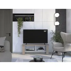 TUHOME - Rack TV 50" Con 2 Repisas - Café Claro y Black 42.1x120.3x31.1 cm