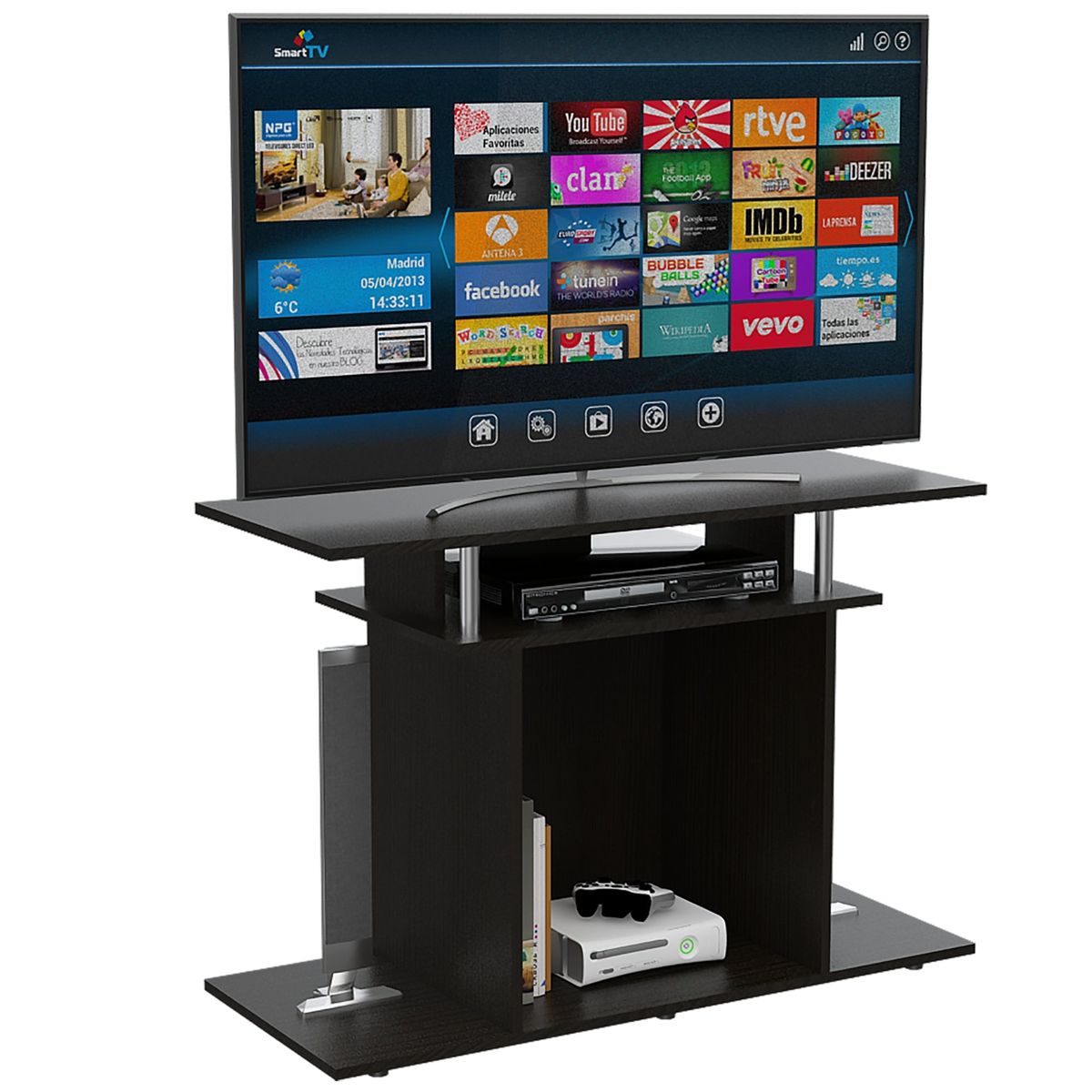 TUHOME - Rack TV 40" Con Repisas Para Almacenamiento Fm-028N - Negro