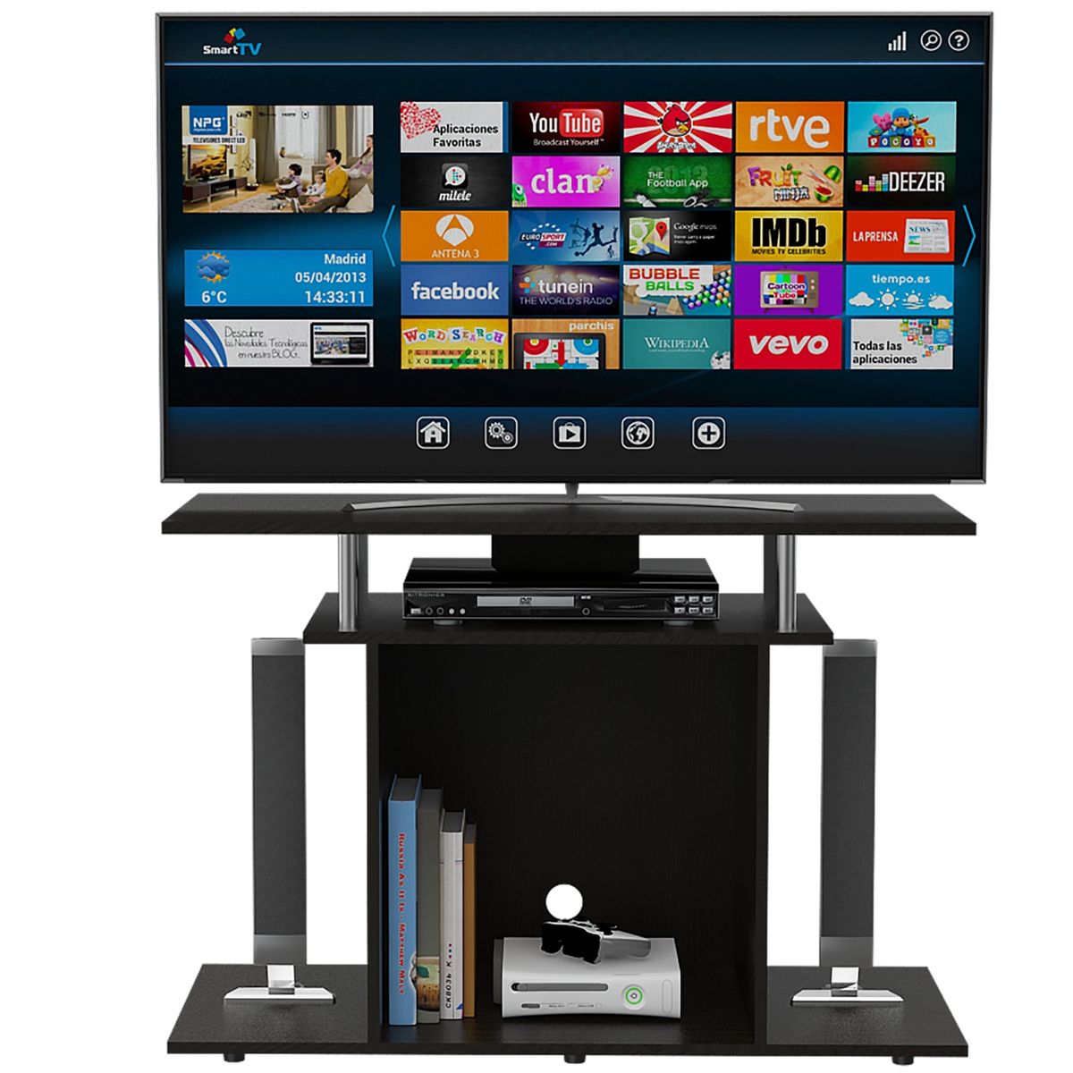 TUHOME - Rack TV 40" Con Repisas Para Almacenamiento Fm-028N - Negro