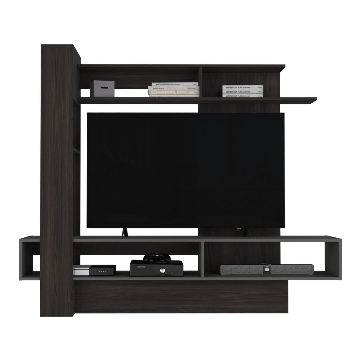 TUHOME - Estante TV 60 Flamenco Café Oscuro Y Plomo 152X180X40 Cm