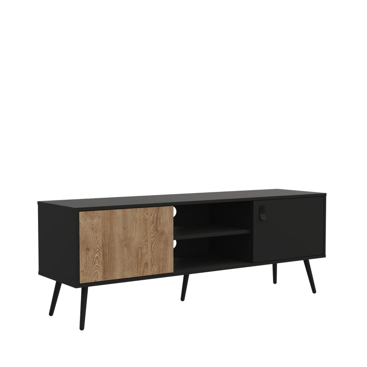 TUHOME - Rack TV 59" Con 2 Puertas 2 Repisas Fm-022N Negro