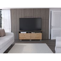 Rack TV 70 Fraktal 4 Puertas Café Oscuro Y Miel