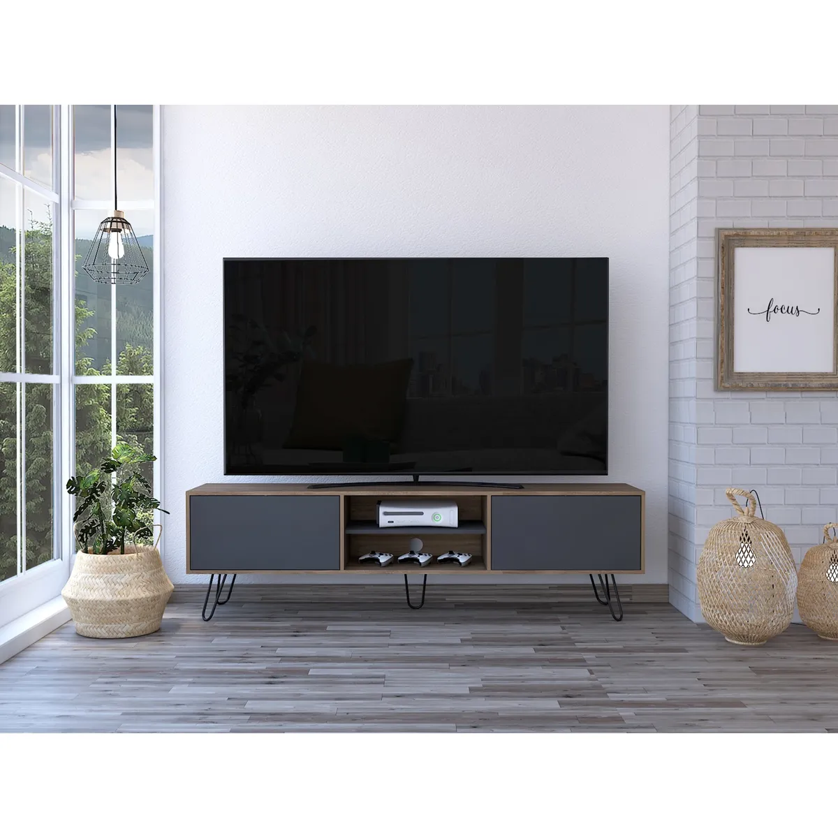 TUHOME - Rack TV 70 Vassel Miel Y Plomo 525X180X35 Cm