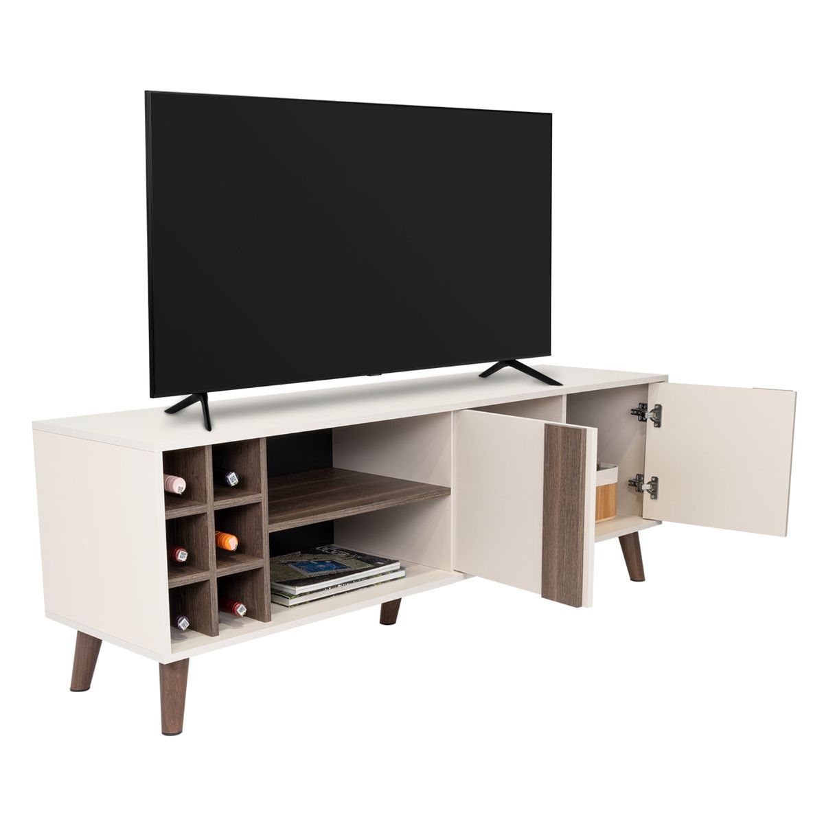 TUHOME - Rack TV 65 Lane Con 6 Botelleros Capri Y Milan