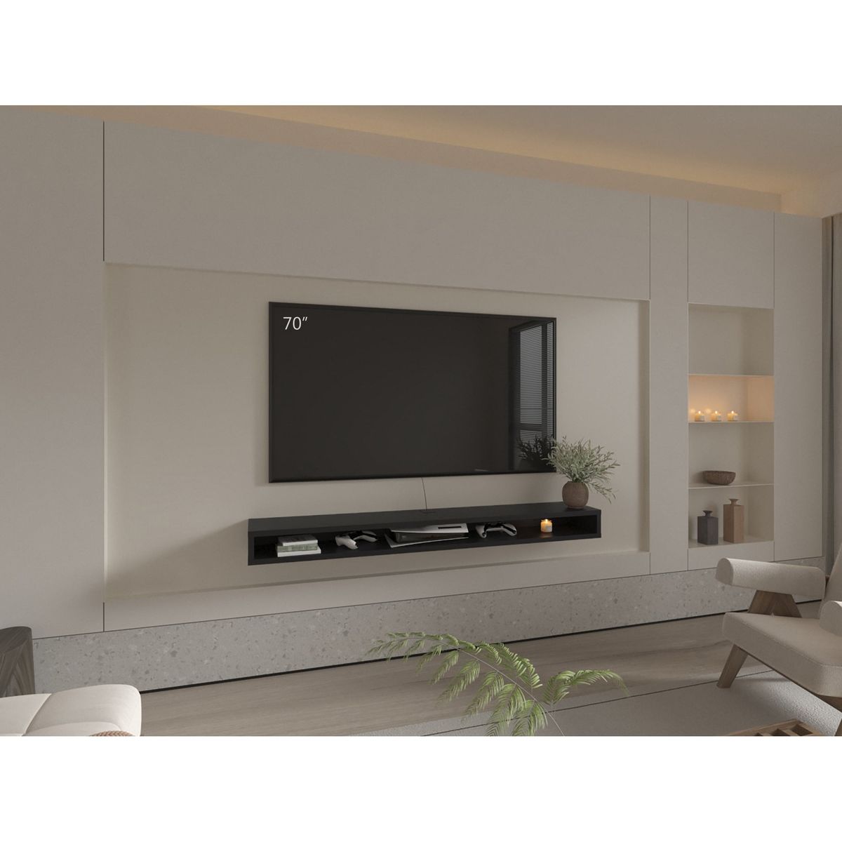 TUHOME - Panel TV 75 Luft 180X15X296 Cm Wengue