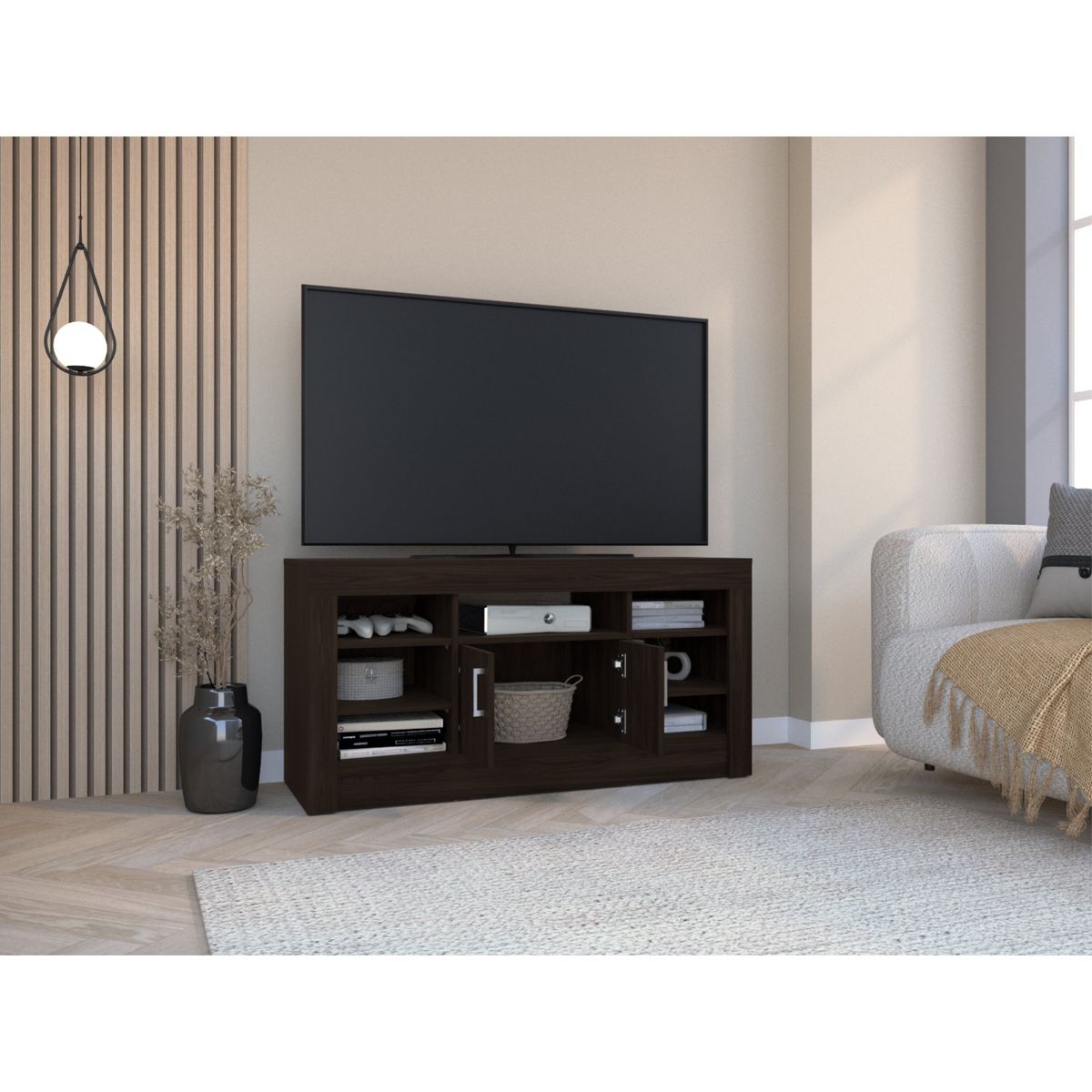 TUHOME - Rack TV50 Romazino Café Oscuro 2 Puertas