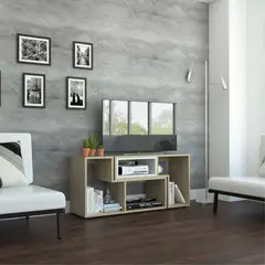 TUHOME - Rack TV 40" Extensible Fm-001C - Cafe Claro / Blanco