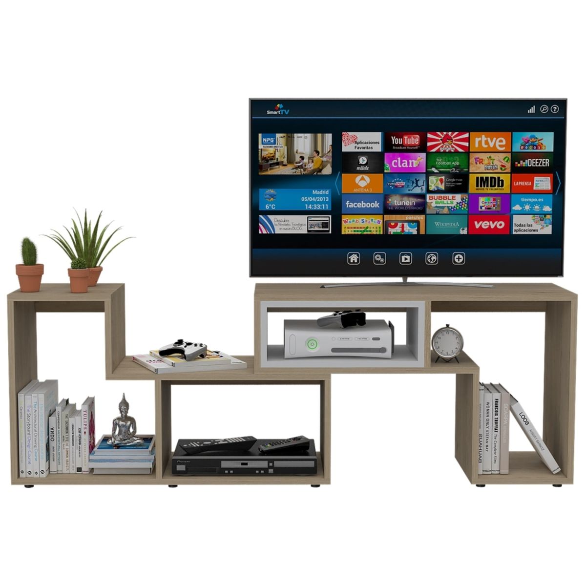 TUHOME - Rack TV 40" Extensible Fm-001C - Cafe Claro / Blanco