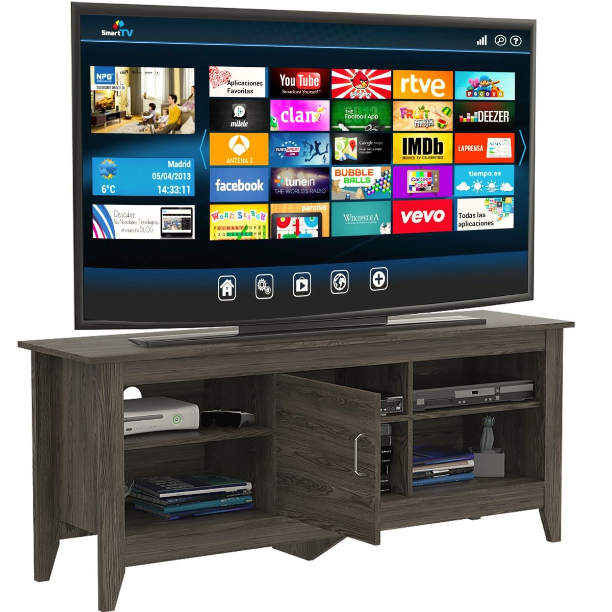 TUHOME - Rack TV 65 Essential 1 Puerta Coñac 615X1475X405 Cm