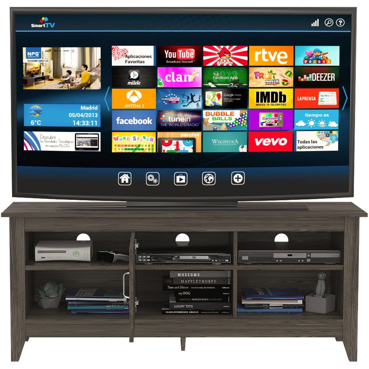 TUHOME - Rack TV 65 Essential 1 Puerta Coñac 615X1475X405 Cm