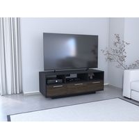 Rack TV 58"" Con 1 Cajon Y 2 Puertas Fm-035N - Negro / Cafe Oscuro