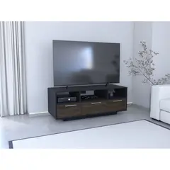 TUHOME - Rack TV 58" Con 1 Cajon Y 2 Puertas Fm-035N - Negro / Cafe Oscuro