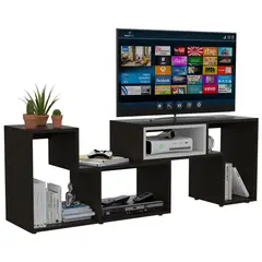 TUHOME - Rack TV 40 Extensible 120-160 Cm Wengue Y Blanco