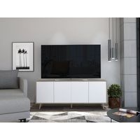 Rack TV 55 Bora Rovere Y Blanco 4 Puertas