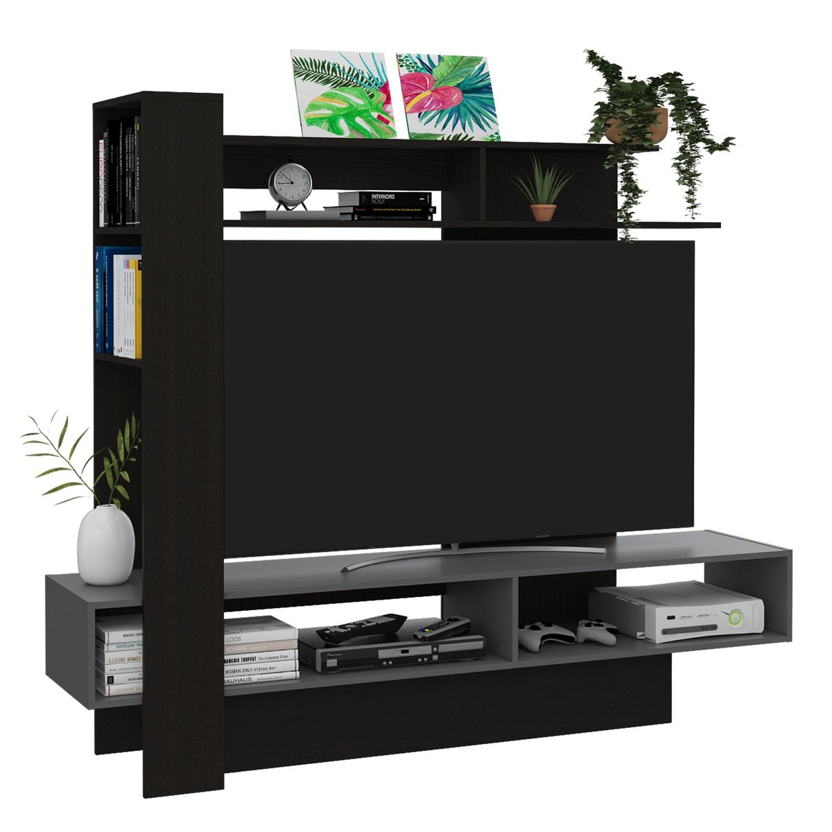 TUHOME - Estante TV 60 Flamenco Wengue Y Plomo 152X180X40 Cm