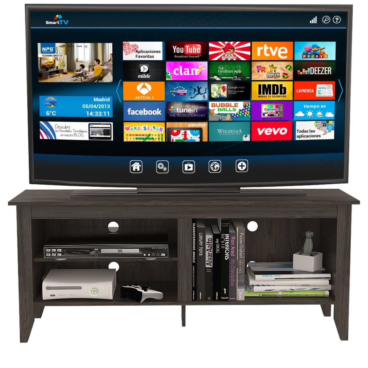 TUHOME - Rack TV 65 Essential Coñac 61X147X40 Cm