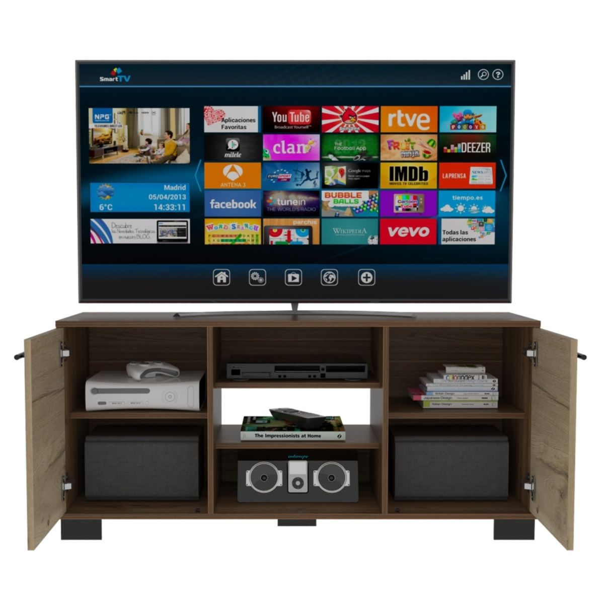 TUHOME - Rack TV 50 Marsella Gales Y Duna 2 Puertas