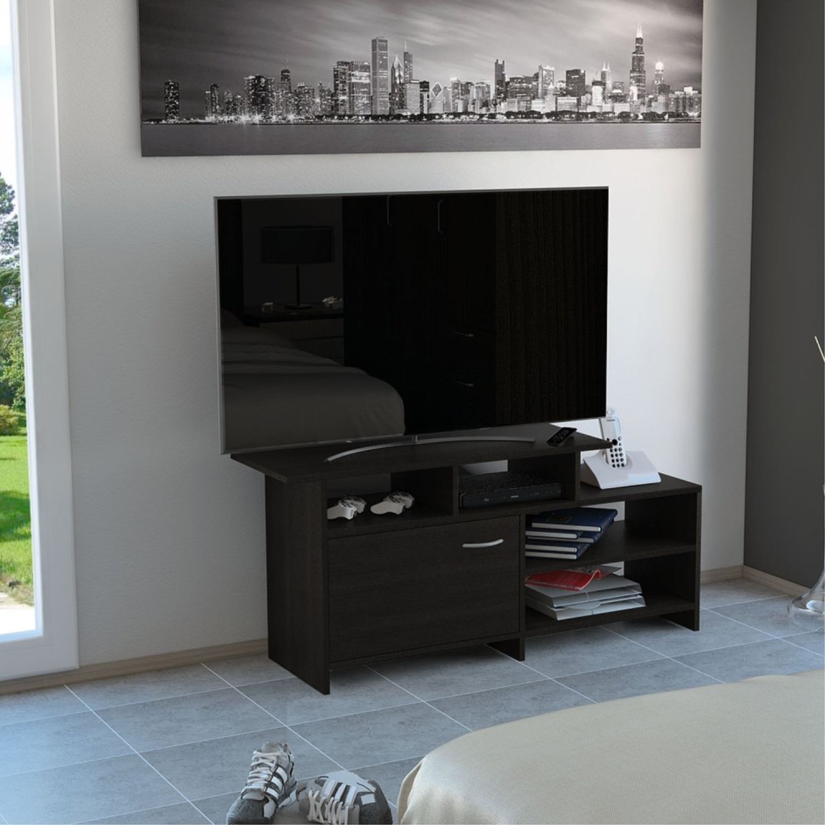TUHOME - Rack TV 32 Lima 1 Puerta 544X119X352 Cm Wengue