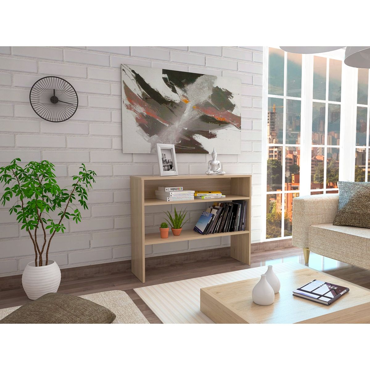 TUHOME - Arrimo 2 Repisas - Café Claro 80x100x30 cm