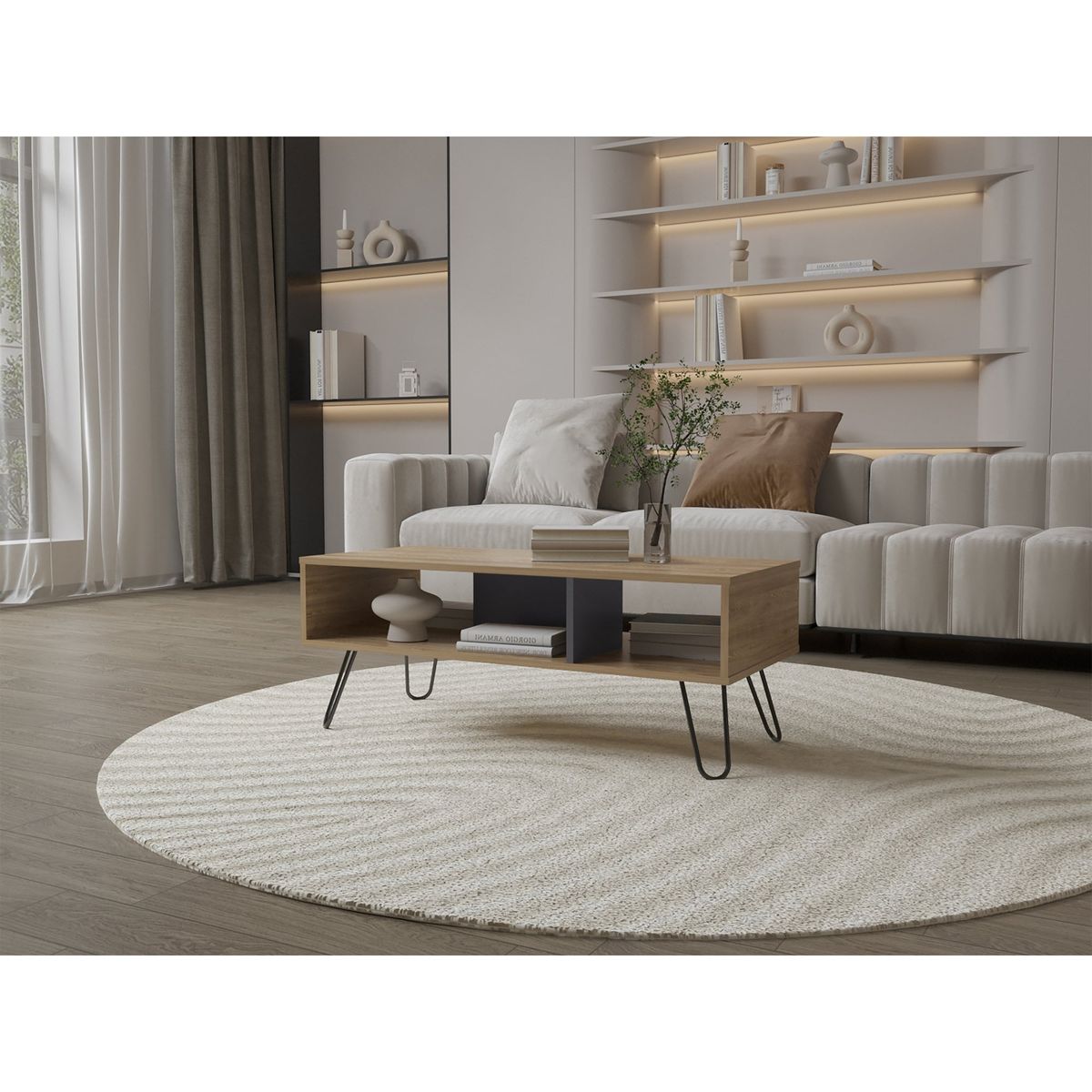 TUHOME - Mesa De Centro Vassel 40x1011x45 Cm Miely Plomo