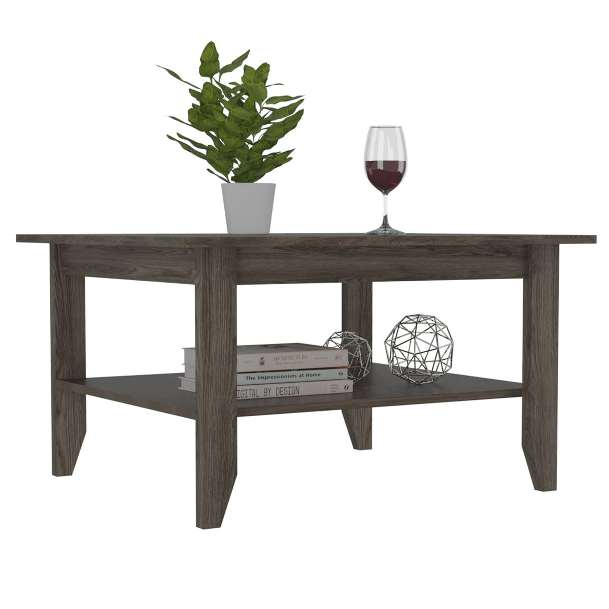 TUHOME - Mesa De Centro - Café Oscuro y Café Oscuro 45x80x70 cm