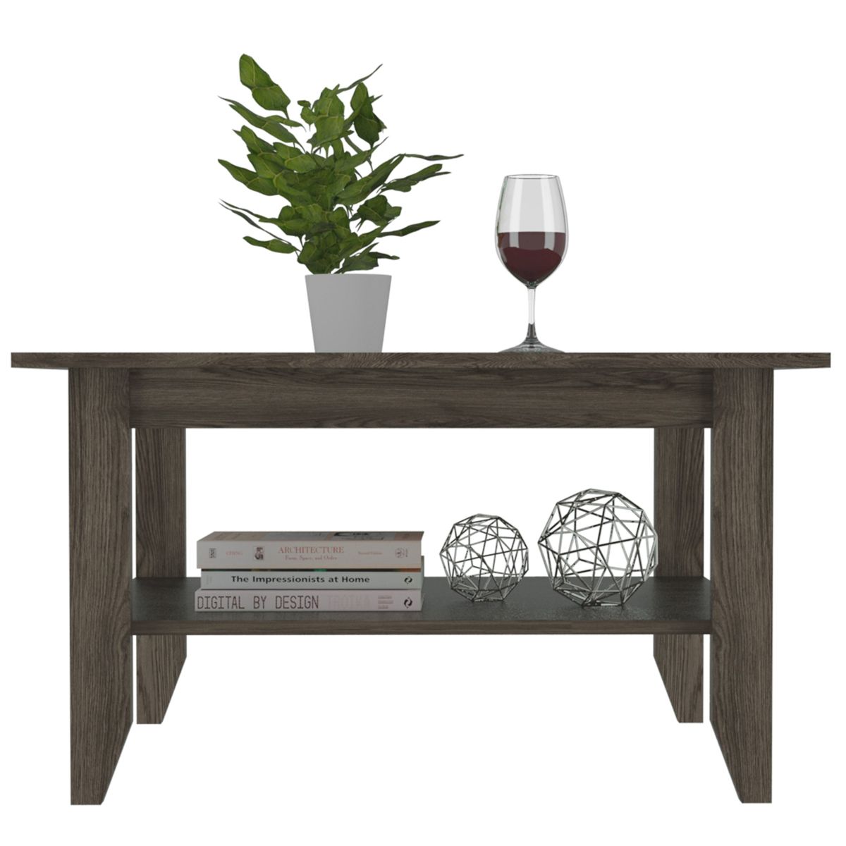 TUHOME - Mesa De Centro - Café Oscuro y Café Oscuro 45x80x70 cm