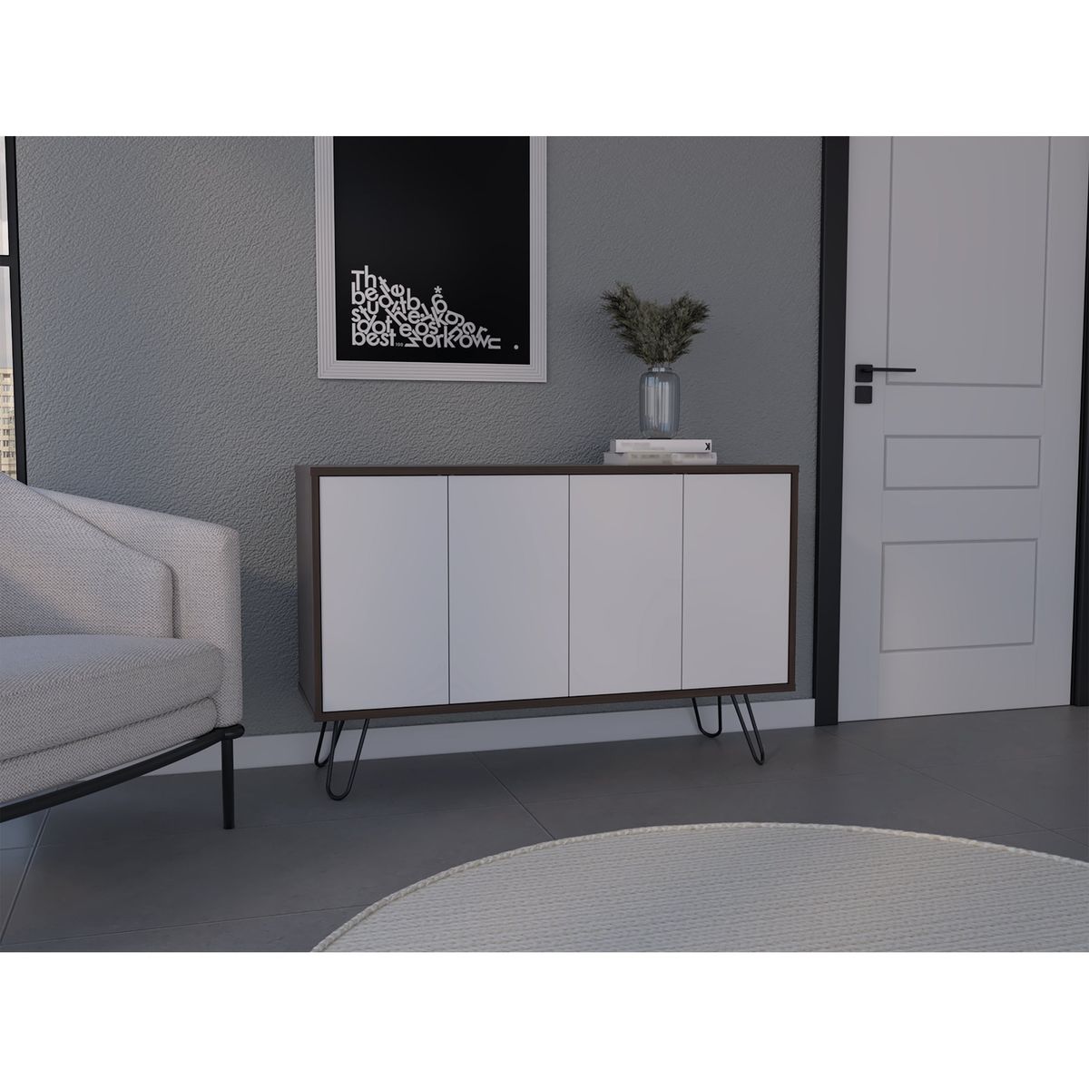 TUHOME - Buffet Vassel Café Y Blanco 756x1171x386 Cm