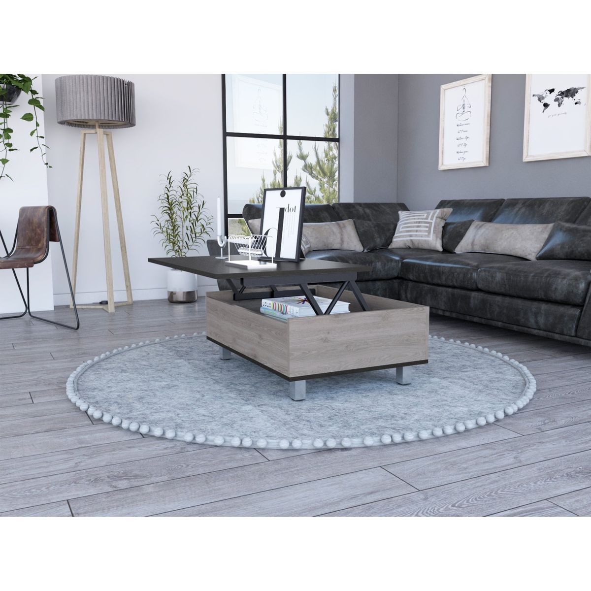 TUHOME - Mesa Funcional 5G Ceniza Y Wengue 433x80x545 Cm