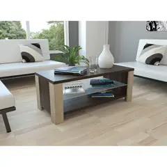 TUHOME - Mesa De Centro Athina 1 Repisa Café Oscuro Y Rovere