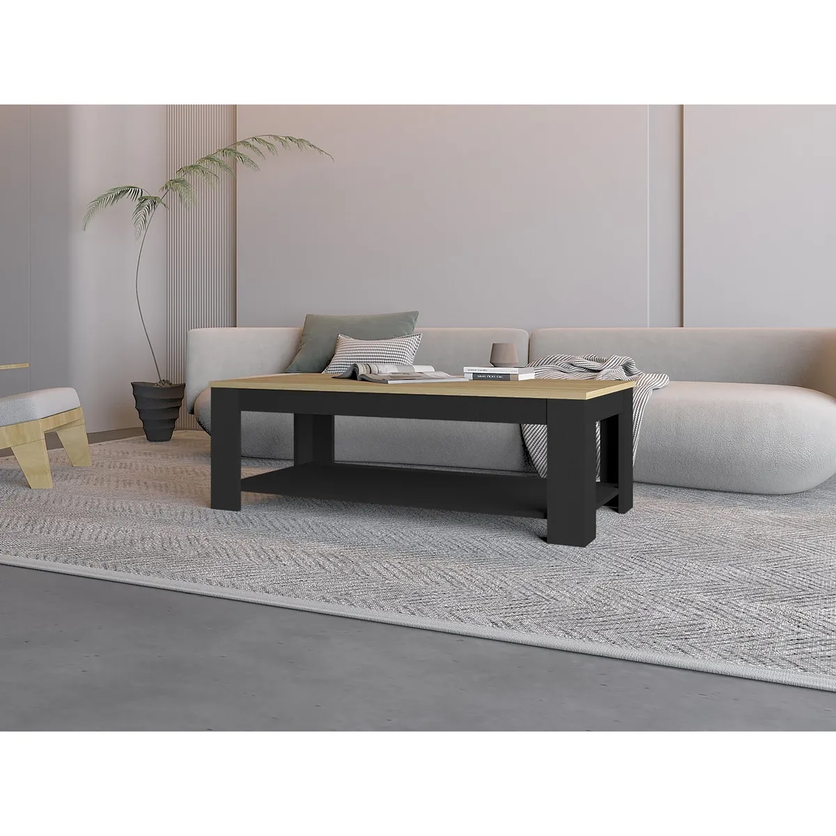 TUHOME - Mesa De Centro Cecil 120x60x415 Cm Fresno Y Wengue