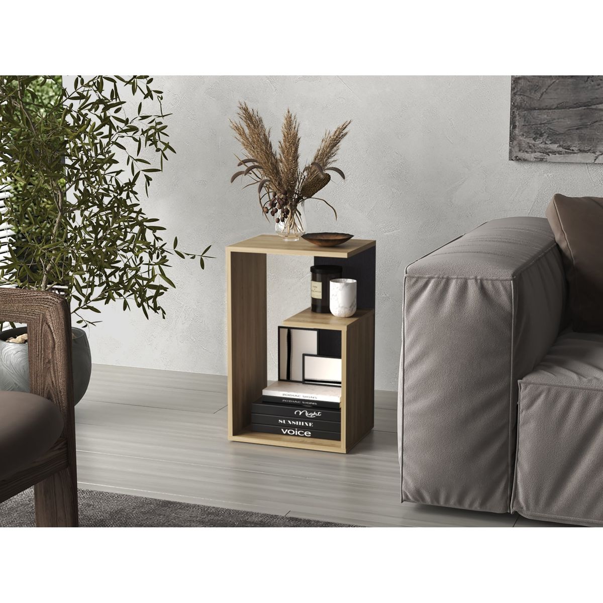 TUHOME - Mesa Lateral Everett 634x398x30 Cm Fresno Y Wengue