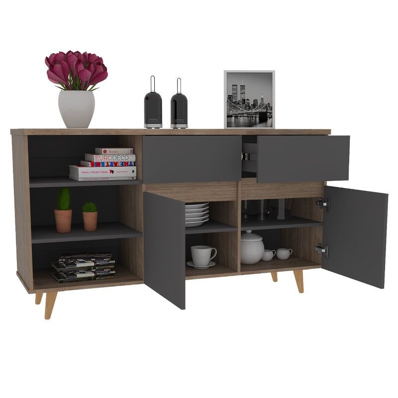 TUHOME - Buffet Salem 2 Cajones 2 Puertas Miel Y Plomo