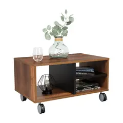 TUHOME - Mesa De Centro 3 Repisas - Café Oscuro 43.4x80x50 cm